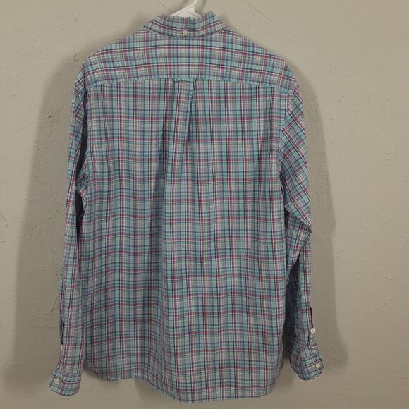 Ralph Lauren Adult Mens L Blue Pink Plaid Long Sleeve Button Up Shirt - Picture 6 of 8